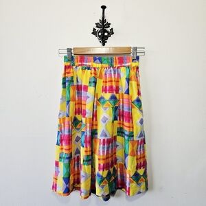 Vintage Galinda 100% Silk Skirt Size S Colorful Abstract Knee Length EUC